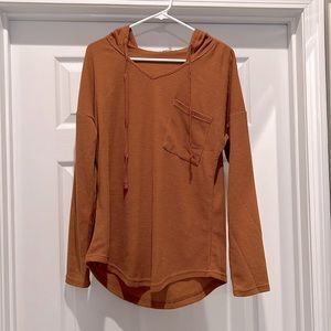 Women’s V-neck Hoodie, Long Sleeve Sweatshirt, Drawstring with Pocket